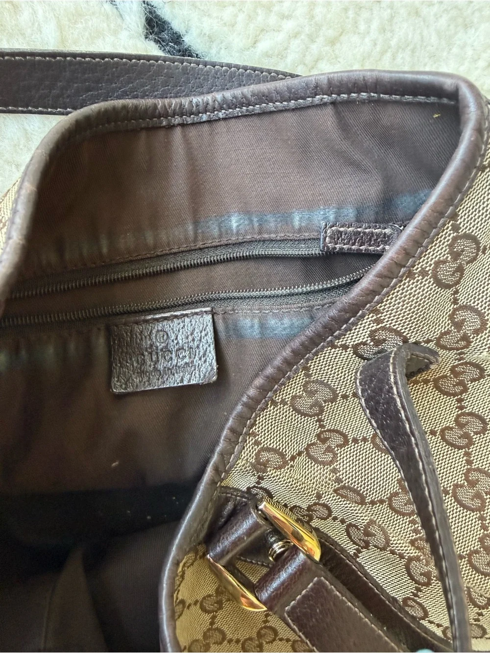 Gucci Beige Brown GG Canvas Shoulder Bag